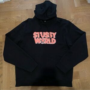Stussy Turtleneck Sweater in Black with Coral Logo